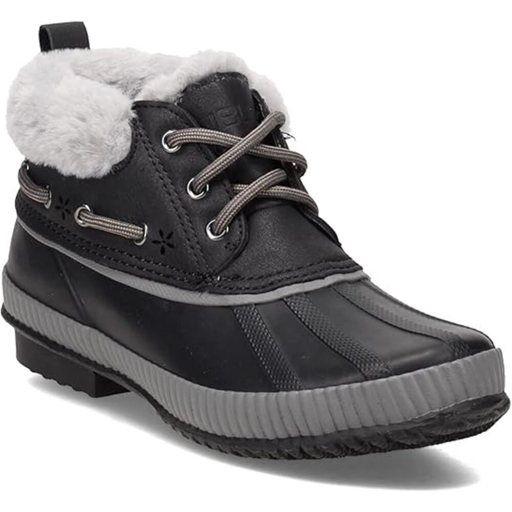 St Johns Bay Size 8 Maria Faux Fur Waterproof Ankle Boot Black Gray Outdoor Hike